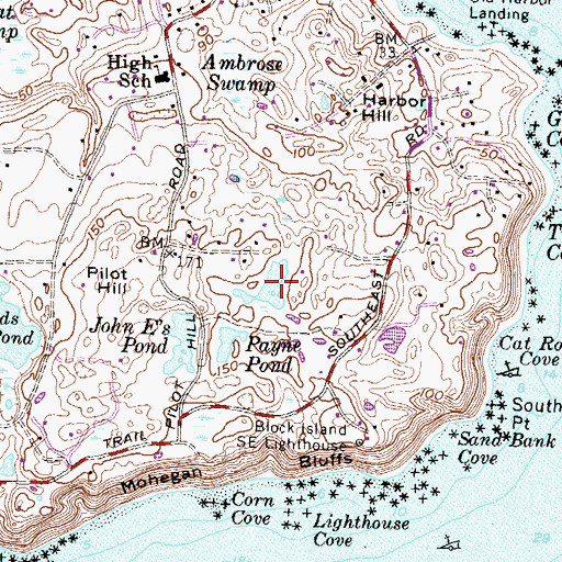 Topographic Map of Payne Pond, RI