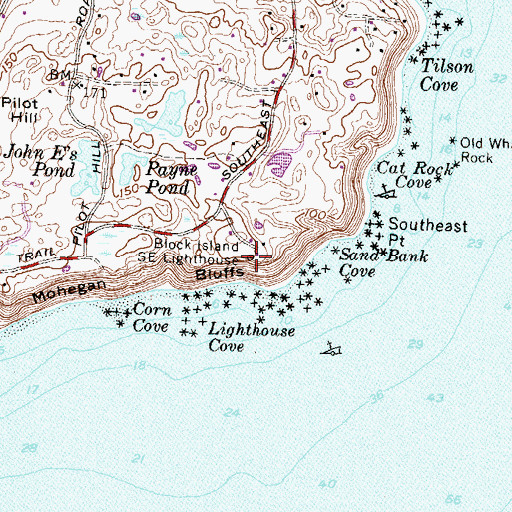 Topographic Map of Block Island Southeast Lighthouse, RI
