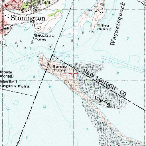Topographic Map of Sandy Point, RI