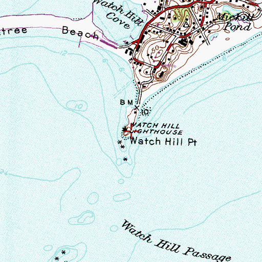 Topographic Map of Watch Hill Point, RI