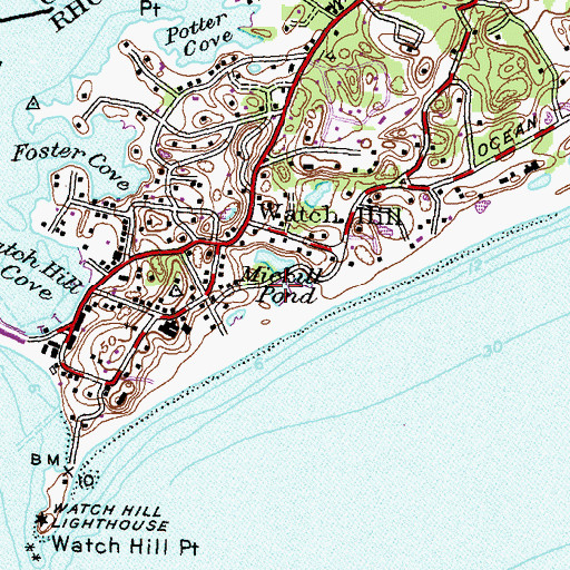 Topographic Map of Mickill Pond, RI