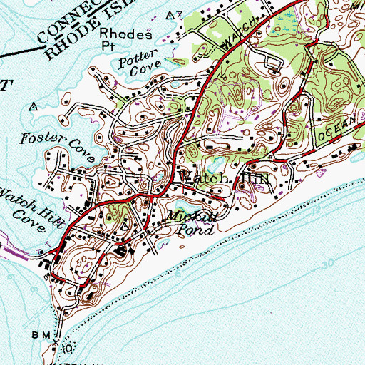Topographic Map of Watch Hill, RI