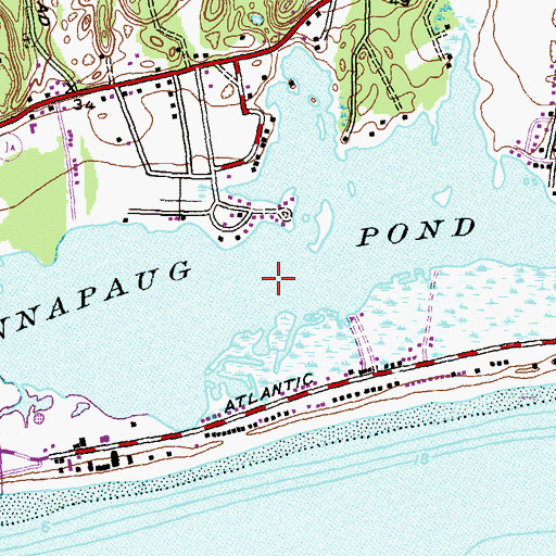 Topographic Map of Winnapaug Pond, RI