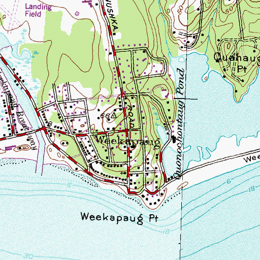 Topographic Map of Weekapaug, RI