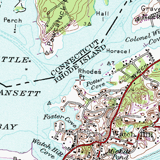 Topographic Map of Rhodes Point, RI