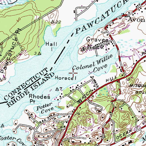 Topographic Map of Horace Island, RI