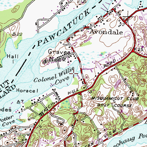 Topographic Map of Colonel Willie Cove, RI
