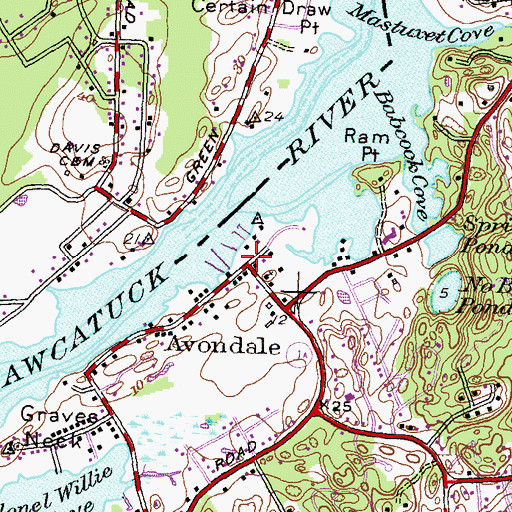 Topographic Map of Avondale, RI
