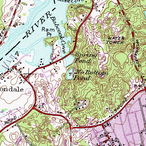 Topographic Map of No Bottom Pond, RI