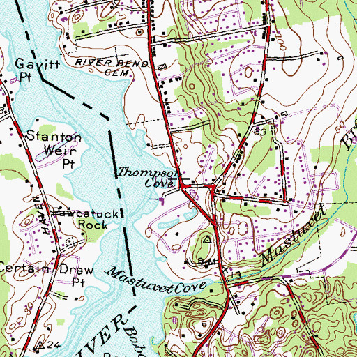 Topographic Map of Thompson Cove, RI