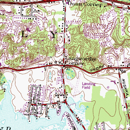 Topographic Map of Langworthy Corner, RI