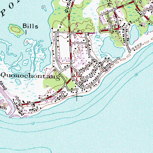 Topographic Map of Quonochontaug, RI
