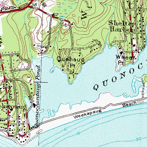 Topographic Map of Quahaug Point, RI