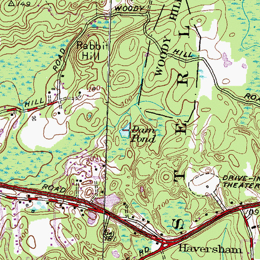 Topographic Map of Dam Pond, RI
