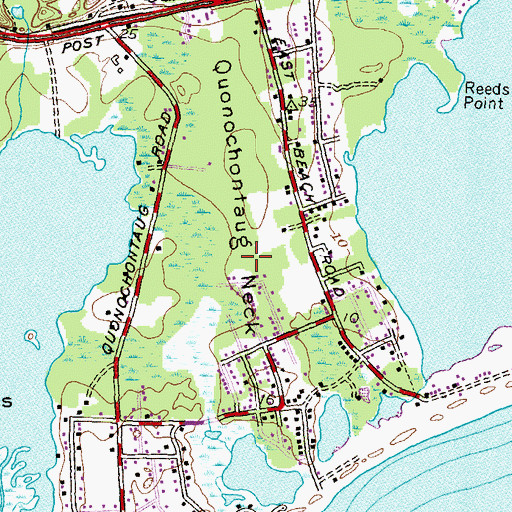 Topographic Map of Quonochontaug Neck, RI