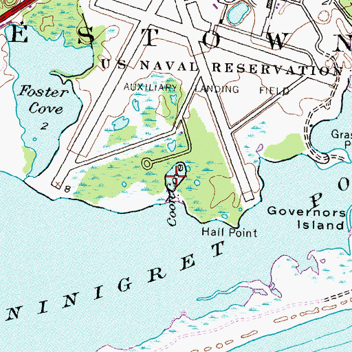 Topographic Map of Coon Cove, RI