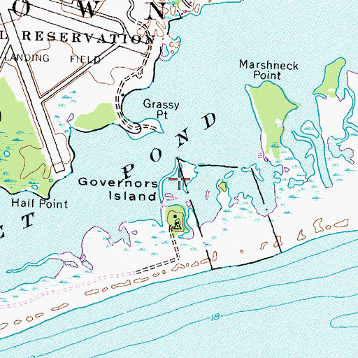 Topographic Map of Governors Island, RI