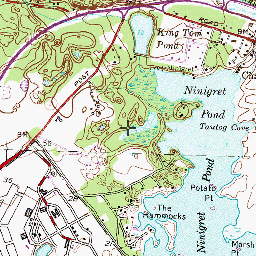 Topographic Map of Grassy Point, RI