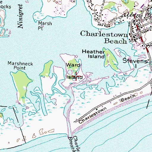 Topographic Map of Ward Island, RI