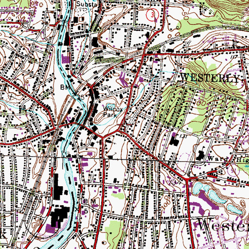 Topographic Map of Westerly, RI