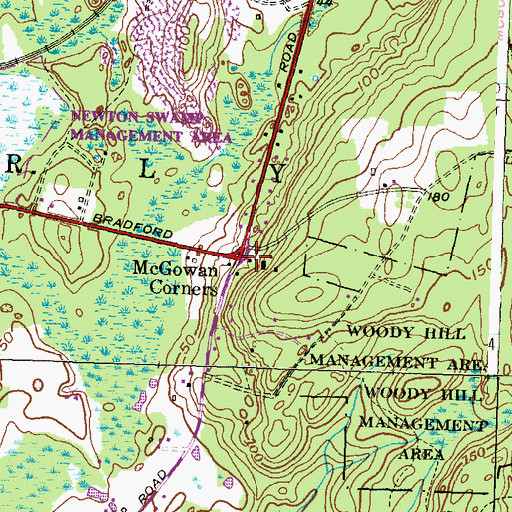 Topographic Map of McGowan Corners, RI
