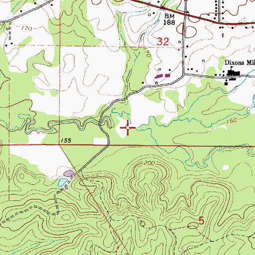 Topographic Map of Little Creek, AL