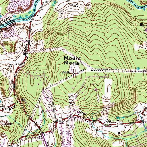 Topographic Map of Mount Moriah, RI