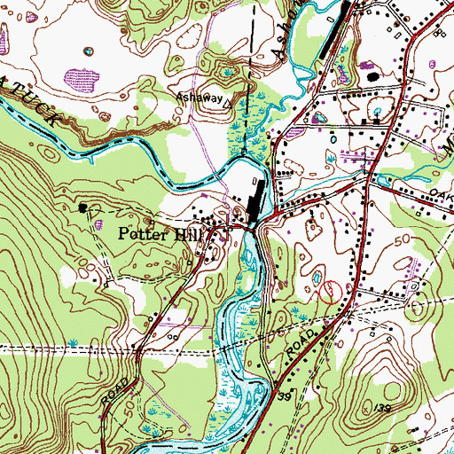 Topographic Map of Potter Hill, RI