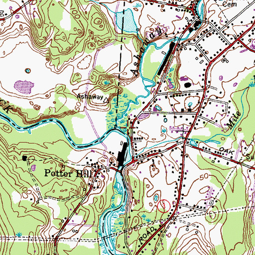 Topographic Map of Ashaway River, RI