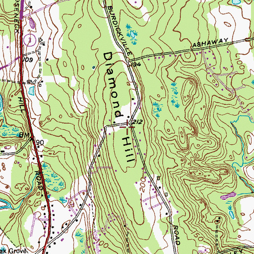 Topographic Map of Diamond Hill, RI