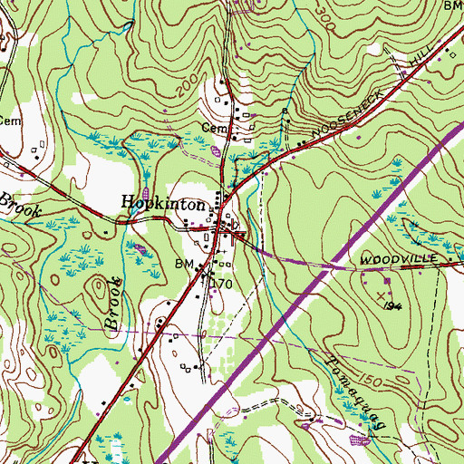 Topographic Map of Hopkinton, RI