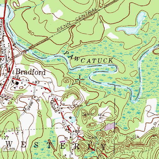 Topographic Map of Bradford, RI