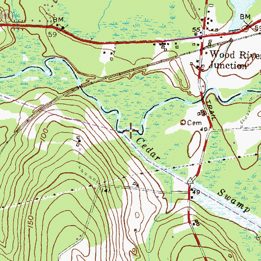 Topographic Map of Cedar Swamp Brook, RI