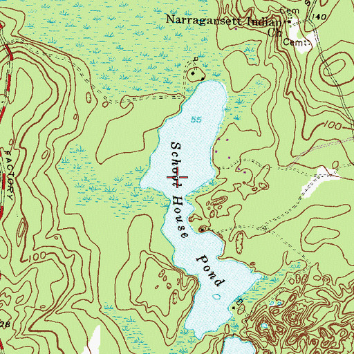 Topographic Map of School House Pond, RI