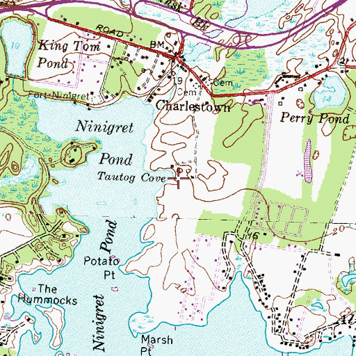 Topographic Map of Tautog Cove, RI