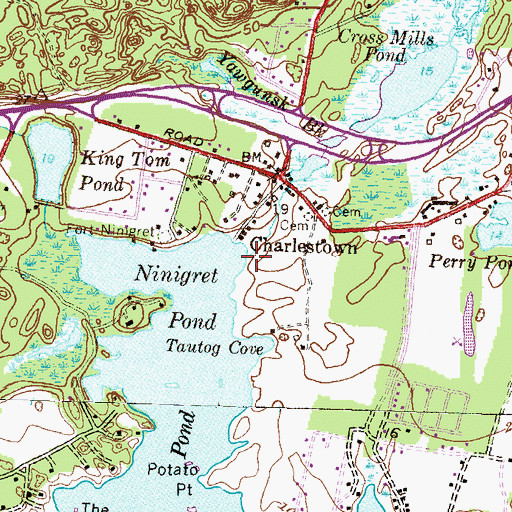 Topographic Map of Yawgunsk Brook, RI