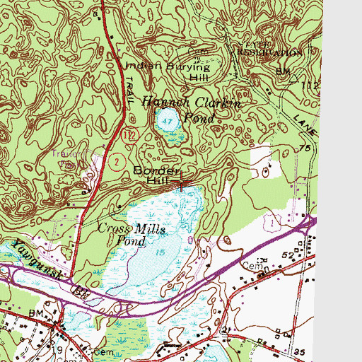 Topographic Map of Border Hill, RI
