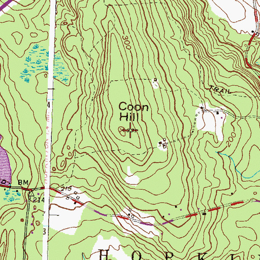 Topographic Map of Coon Hill, RI