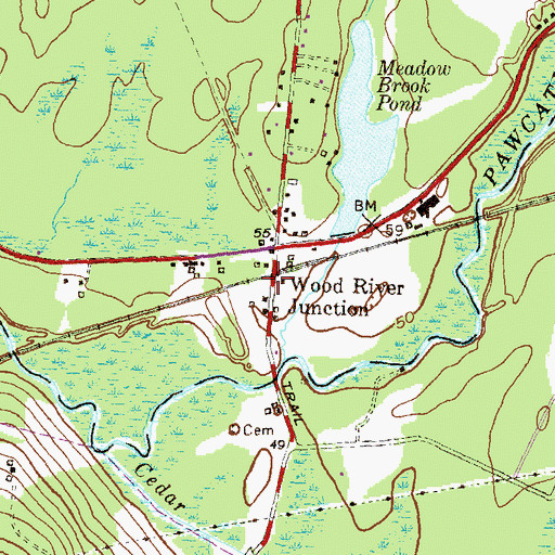 Topographic Map of Wood River Junction, RI