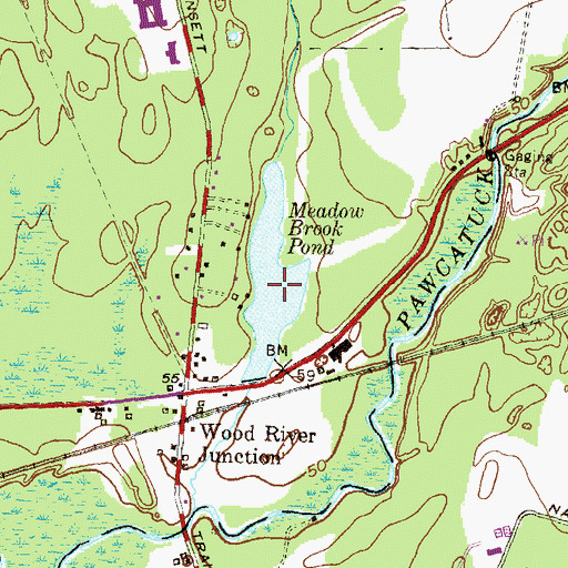 Topographic Map of Meadow Brook Pond, RI