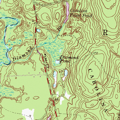 Topographic Map of Diamond Pond, RI