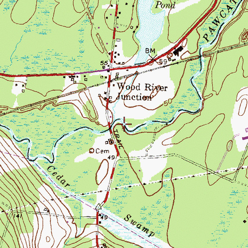 Topographic Map of Meadow Brook, RI