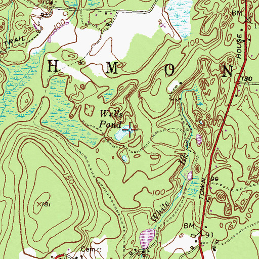 Topographic Map of Wells Pond, RI