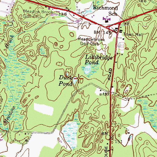 Topographic Map of Duck Pond, RI