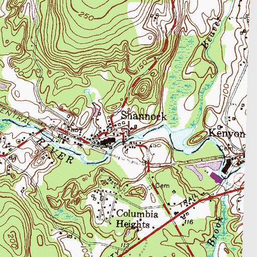 Topographic Map of Shannock, RI
