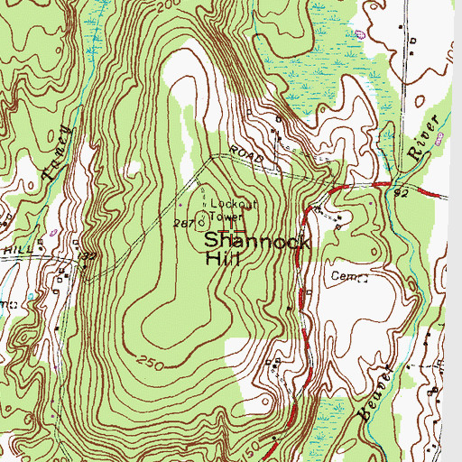 Topographic Map of Shannock Hill, RI