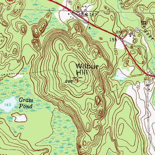 Topographic Map of Wilbur Hill, RI