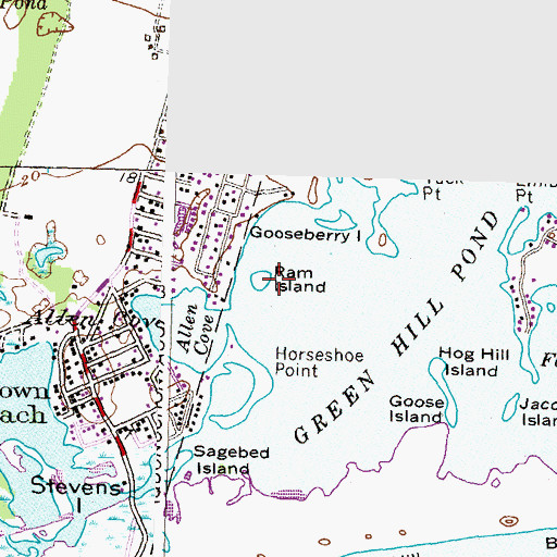 Topographic Map of Ram Island, RI