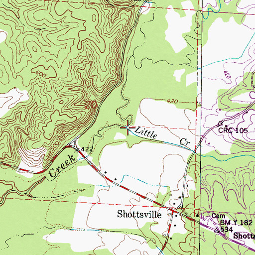 Topographic Map of Little Creek, AL
