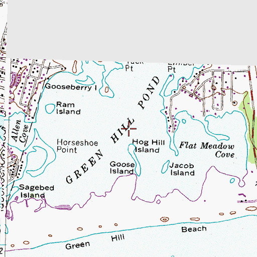 Topographic Map of Green Hill Pond, RI